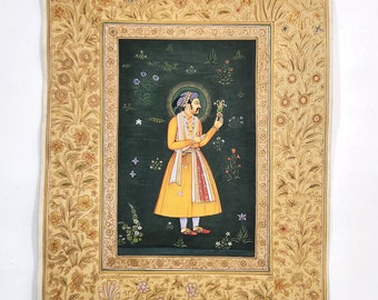 Old Marwari Prince Framed Painting - 19thC Old Marwari Prince Framed Painting - 19thC