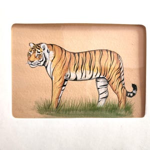 Dipinto a mano di tigre reale del Bengala per arredamento | Dipinto in miniatura di tigre indiana come regalo | Opera d'arte di fauna selvatica per parete | Immagine di gatto selvatico
