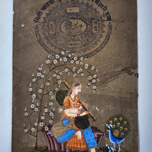 Ritratto in miniatura dell'imperatrice Moghul su carta / Dipinto in miniatura Moghul / Dipinto dell'Impero Moghul / Dipinto dell'imperatrice per parete