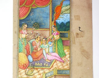 ムガル帝国皇帝シャー・ジャハーンの細密画：王宮美術（8.5x11インチ