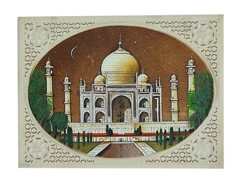 Taj Mahal Indian miniature painting for Décor l Taj Mahal wall Art for home decoration l Indian palace painting