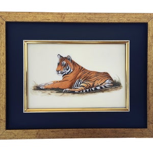 Handmade Royal Bengal tiger painting for Wall l hand painted Wildlife watercolour Indian miniature painting l Indian tiger wall art for gift