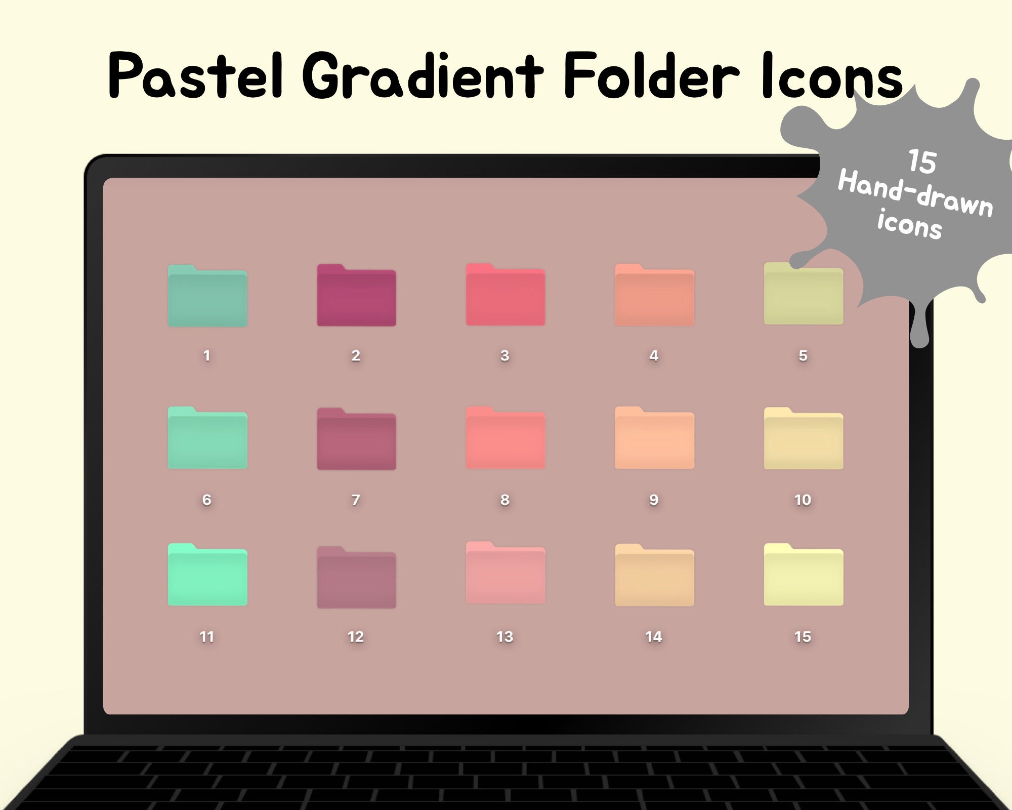 Hand-Drawn Pastel Gradient Mac Folder Icons for Apple MacBook | Etsy