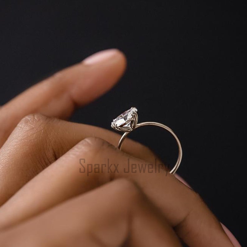 White Moissanite 1.50 Ct Oval Cut East To West Setting Solitaire Style Ring Classic Style Ring Solid 14k18k White Gold Engagement Ring