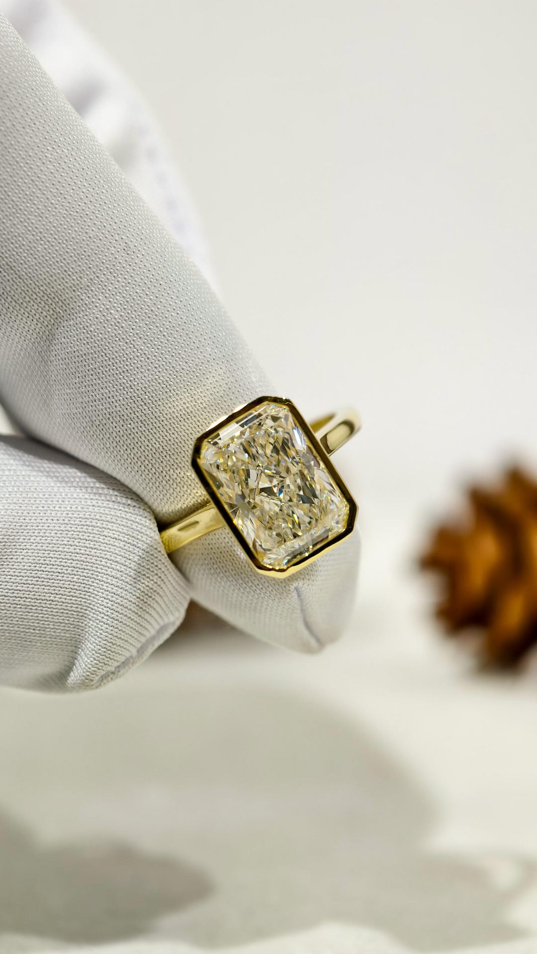 Radiant Cut Bezel Set Lab Grown Diamond Engagement Ring IGI Certified ...