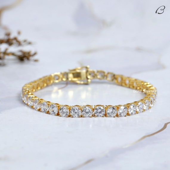 17.1 TCW Rund Labor Erstellt Moissanit Tennisarmband In 14k Weiß