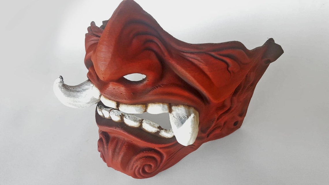 Red Oni Mask for Costume or Covid Etsy