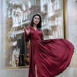 Long flowy silk dresses best sale