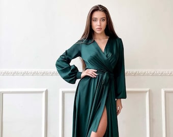 Off-shoulder Emerald Green Midi Dress 