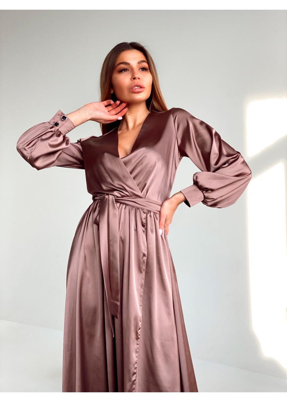Womens Coffee Viscose Rayon Printed Calf Length dress