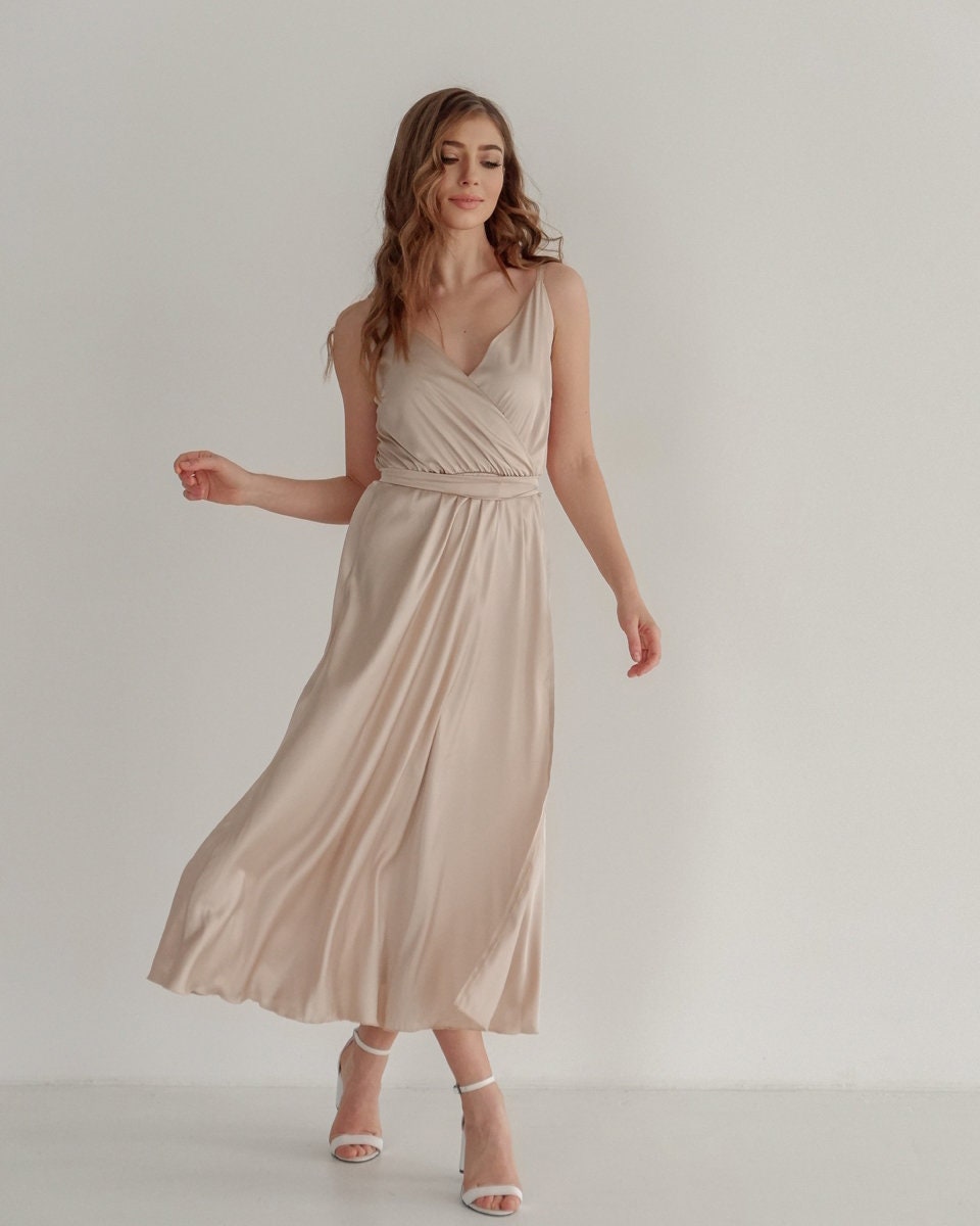 beige silk slip