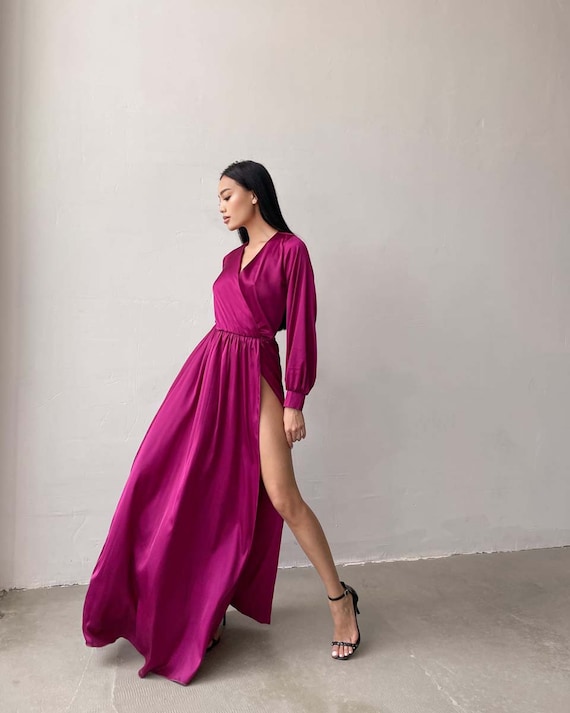 fuchsia long dress