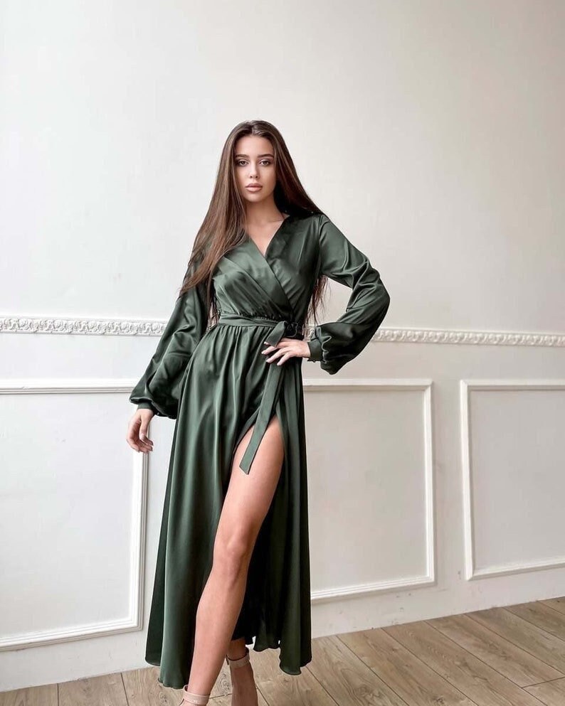 Gilda Wrap Dress Olive Green