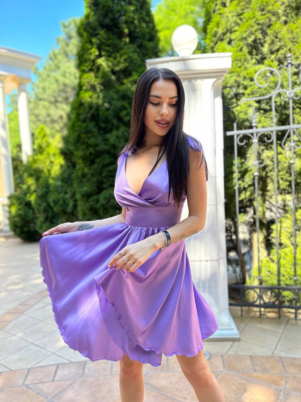 Lilac Flared Dress Lilac Mini Dress Lilac Silk Dress Silk - Etsy