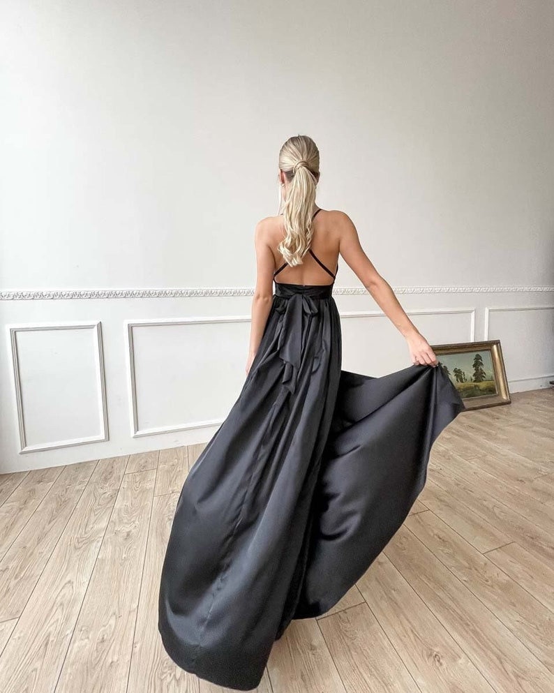 Black Slit Dress - Etsy