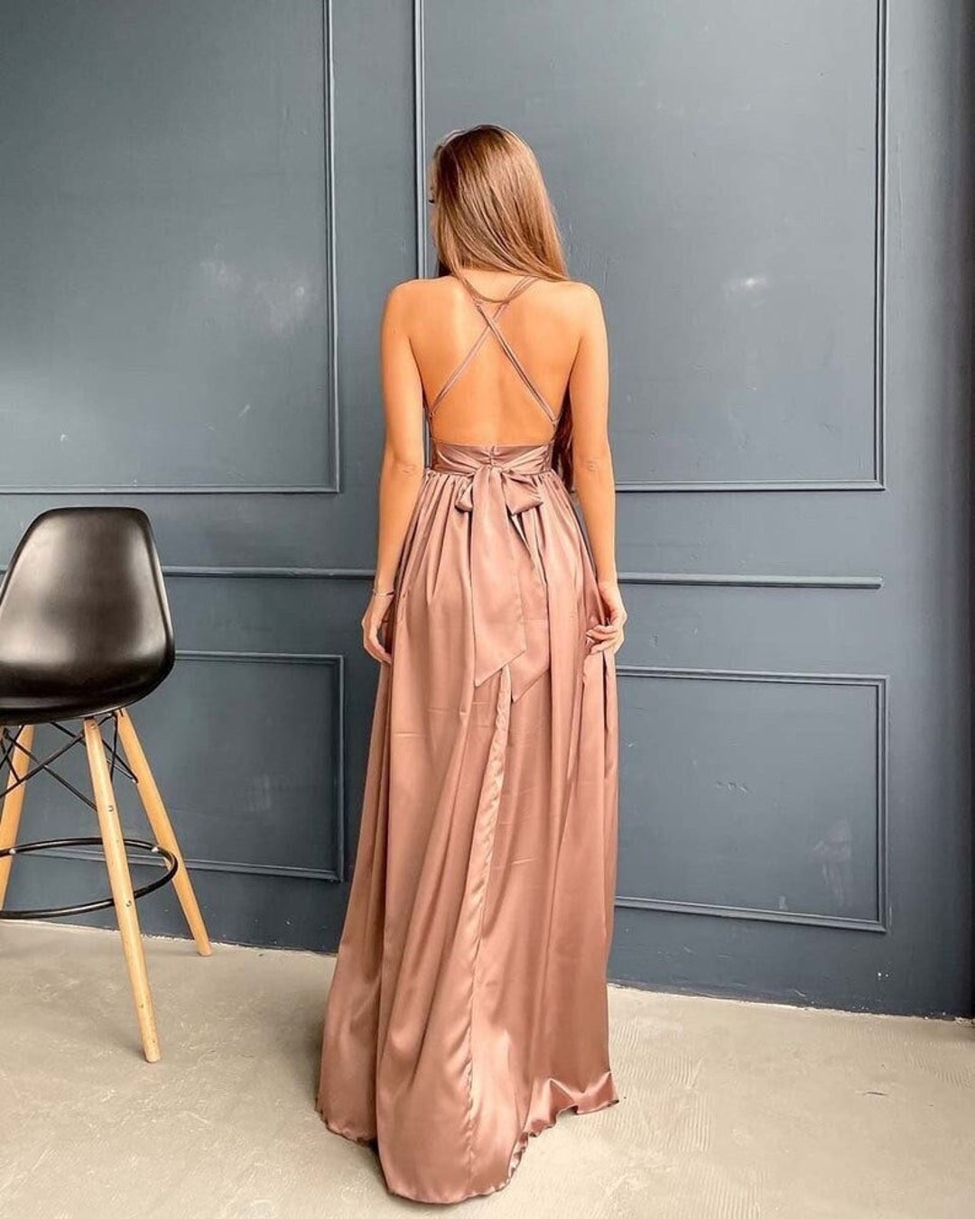 ◆Since Then◆ Glow boat neck long dress brown Glow Boat Neck Long Dress Brown | Timeless Elegance