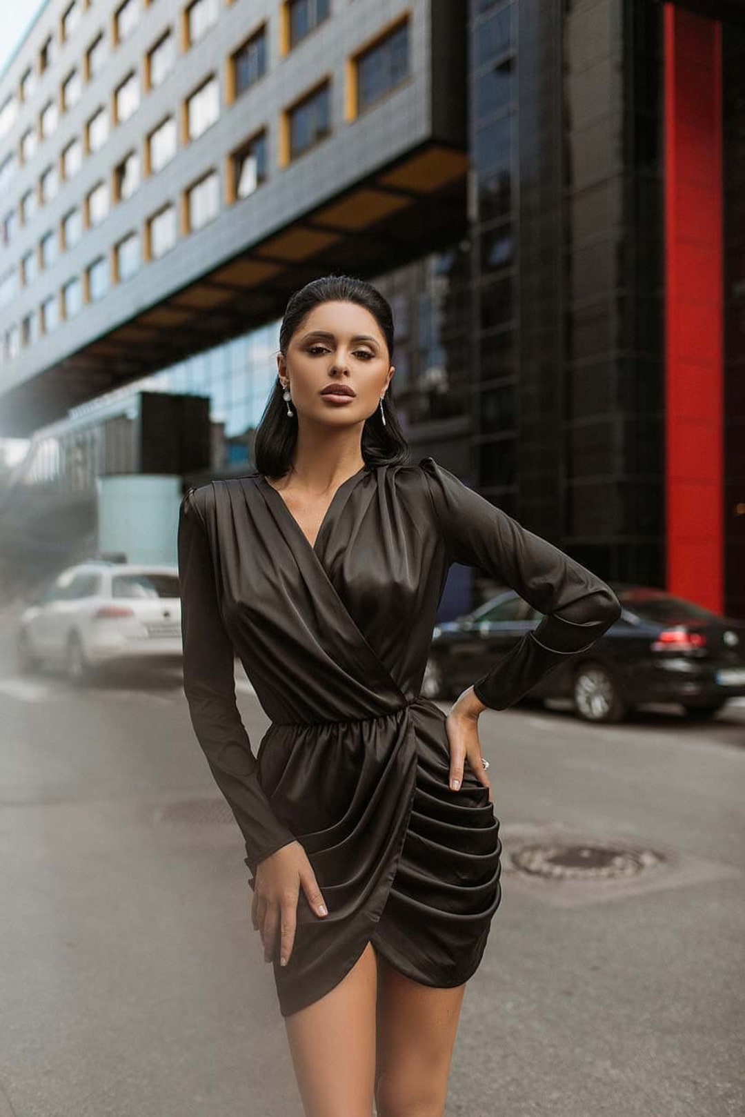 スーツ・フォーマル・ドレス ANDRESD drape dress BLACK ANDRESD drape dress BLACK