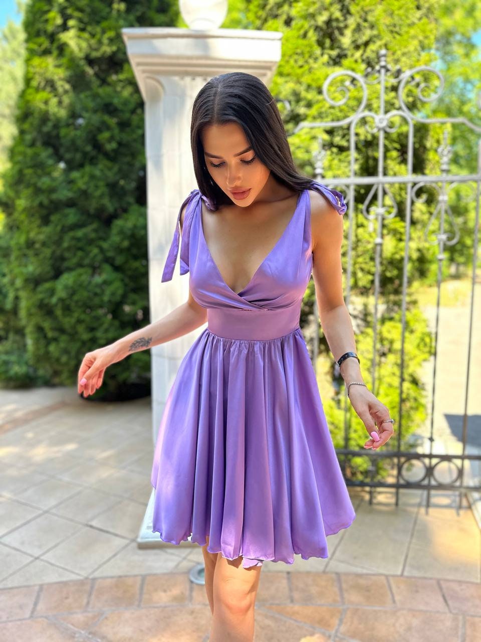 Lilac Flared Dress Lilac Mini Dress Lilac Silk Dress Silk - Etsy