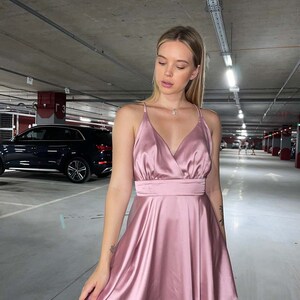 open lace back dress Lovely Soft Pink Floor Length Party Dress, Tulle A-Line Evening Prom D
