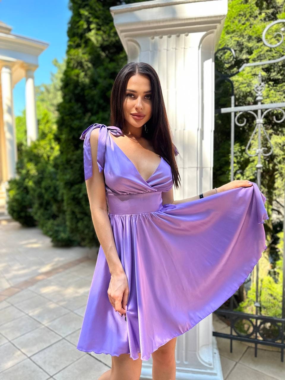 Lilac Flared Dress Lilac Mini Dress Lilac Silk Dress Silk - Etsy