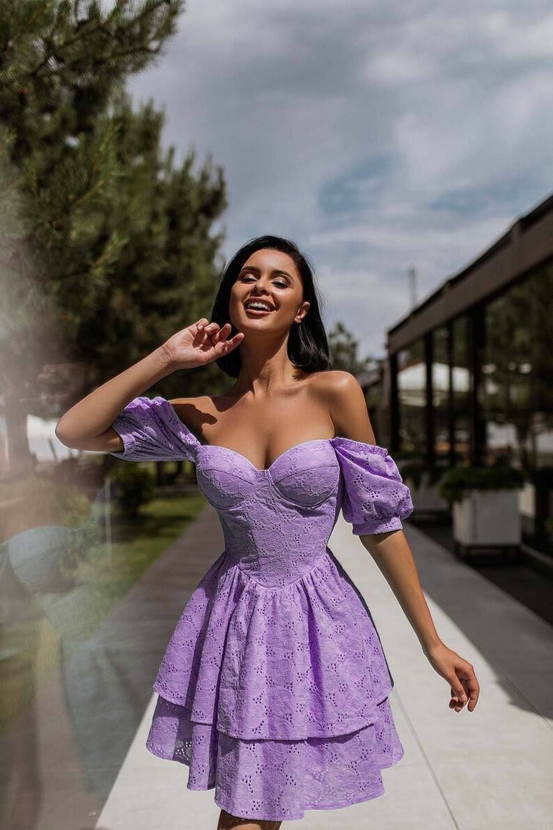 Lilac Bustier Dress With Lush Skirt
