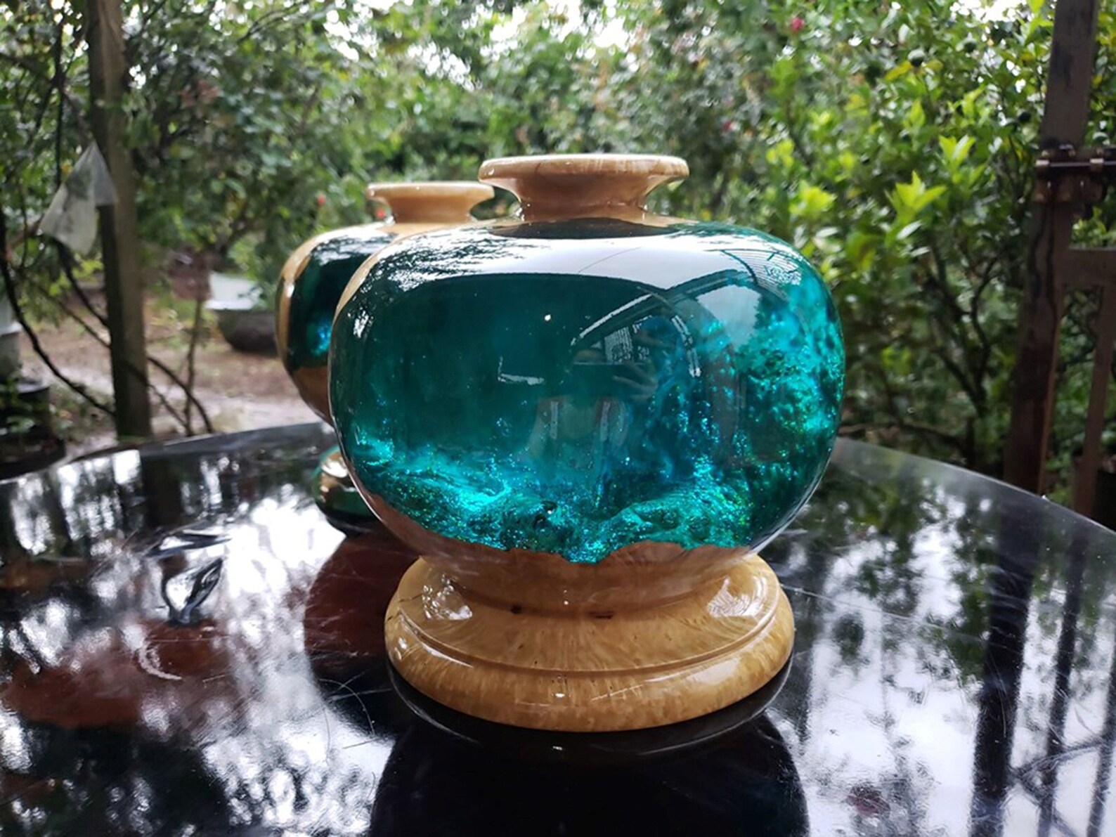 Handmade wood vase epoxy Resin Wooden green vases Epoxy Etsy