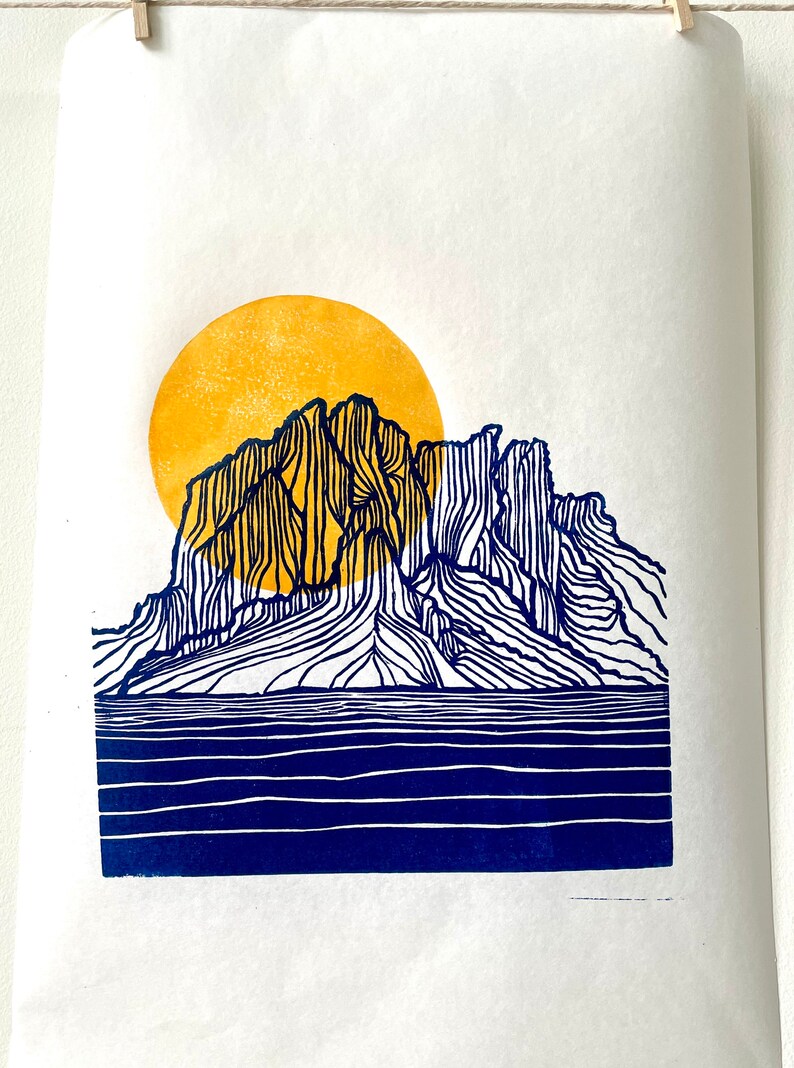 Italian Dolomites Linoprint