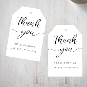 Gracias por bañar a nuestro bebé con etiquetas de amor, etiqueta de agradecimiento, etiquetas de agradecimiento de baby shower Descarga digital