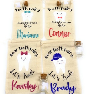 Personalized Tooth Fairy Bag with Vial -Custom Tooth Fair Bag -Tooth Fairy Keepsake-Tooth Fairy Sack Bag- Baby shower personalized gift