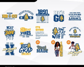 NCAT, North Carolina A&T Artwork HBCU Collection, college designs, HBCU svg, historically black college designs