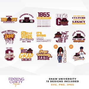Collezione di opere d&#39;arte della Shaw University HBCU, design del college, HBCU svg, design di college storicamente neri