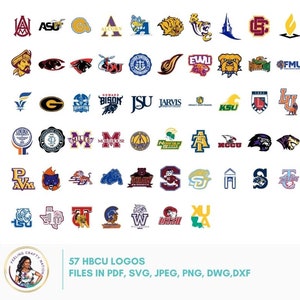 60 HBCU Logo Designs in SVG, png, jpeg, dxf, and dwg, Historically Black Colleges,