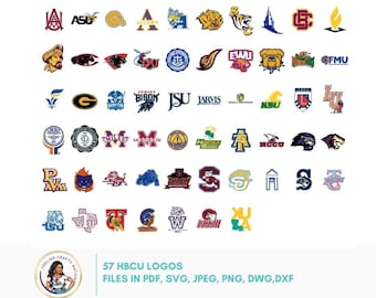 60 HBCU Logo Designs in SVG, png, jpeg, dxf, and dwg, Historically Black Colleges,