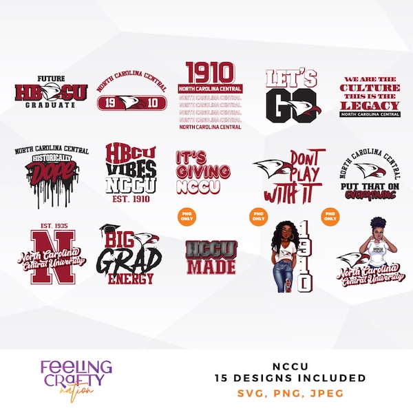 North Carolina Central University, NCCU HBCU Collection, college designs, HBCU svg, historically black college designs