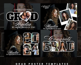 Graduation Template Kit, GRAD canva frame, mothers day poster, graduation gifts, grad photo, grad collage