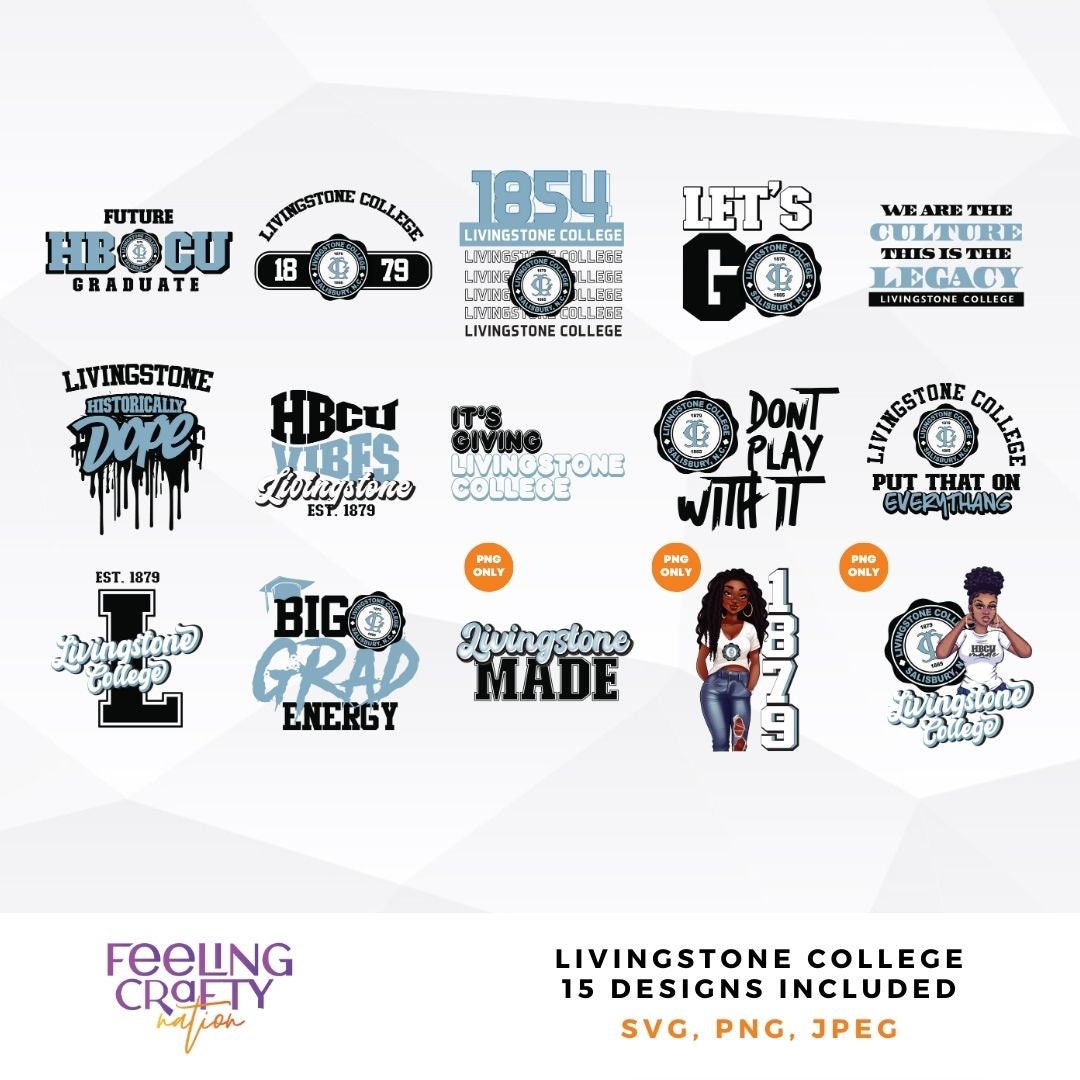 Livingstone Artwork HBCU Collection, college designs, HBCU svg, historically black college designs
