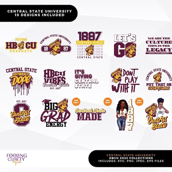 Central State Artwork HBCU Collection, college designs, HBCU svg, historically black college designs