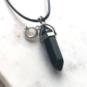 Black Obsidian Necklace, Pendant, natural gemstone, root chakra, protection crystal, authentic gemstone, gift idea