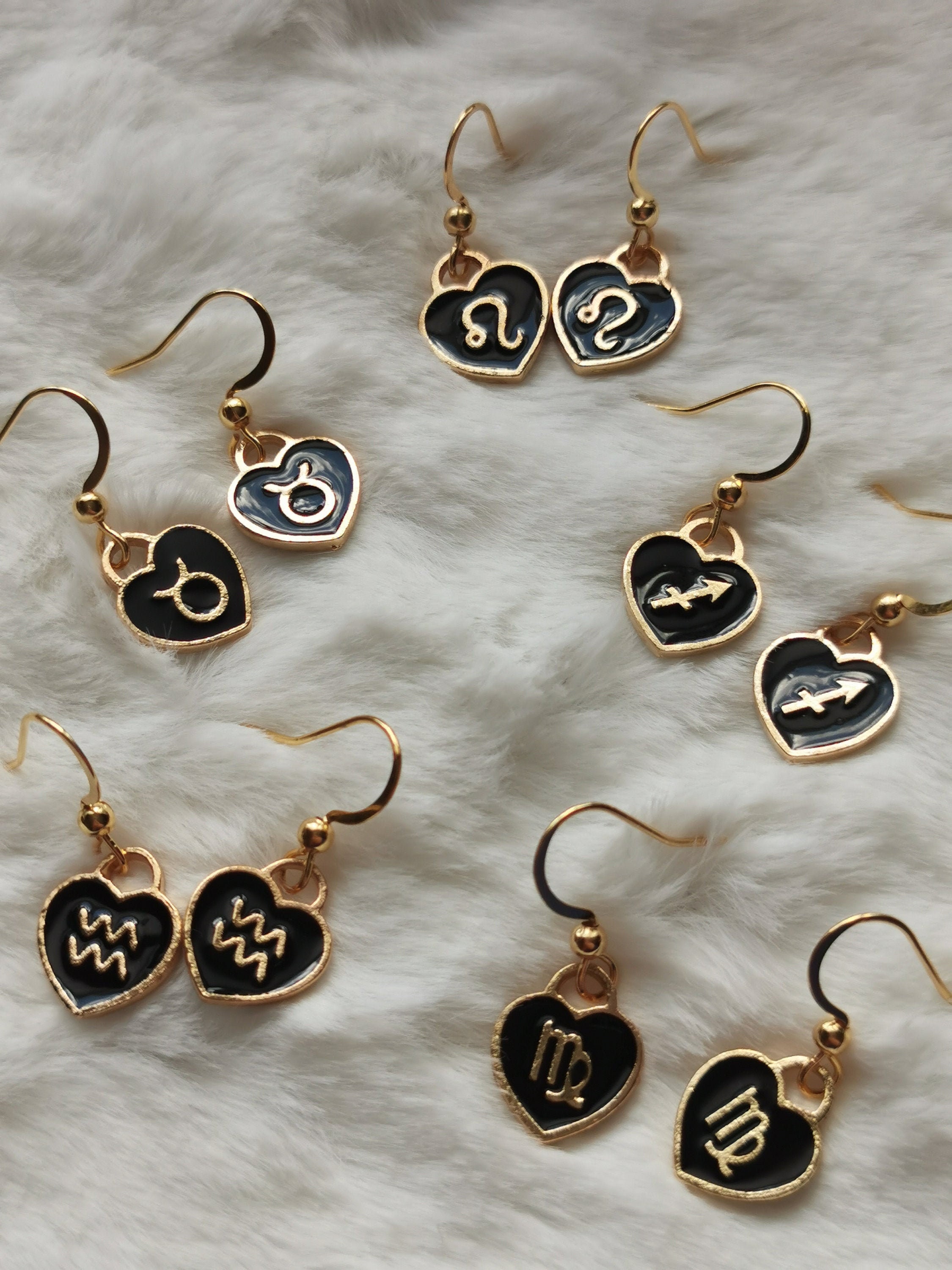 Zodiac Earrings Stainless Steel Gold Jewelry Astrology Etsy UK