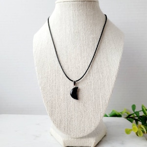 Black Obsidian Necklace, crescent moon Pendant, natural gemstone, root chakra, protection crystal, modern witch jewelry