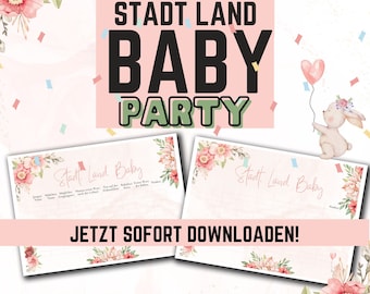 Baby Shower Games: City Country Baby Funny Baby Shower City Country River Template for your Baby Shower