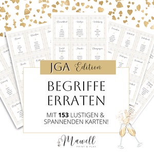 153 JGA Junggesellinnenabschied Begriffe erraten Spielkarten (pdf) als DOWNLOAD! | JGA Spiele zum ausdrucken
