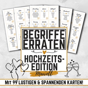 Hochzeit Wörter raten Karten (pdf) als DOWNLOAD! Für die perfekte Hochzeit Party! Hochzeit Spiele für Gäste - Wörter Raten