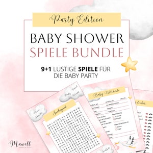 Süße Babyparty Spiele deutsch zum ausdrucken! | 10 Babyshower Spiele Vorlagen als PDF zum Downloaden für zuhause! | Tippkarte | Wettkarte