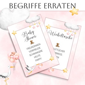 Babyparty Spiele: Begriffe Erraten - 99 Spielkarten für deine Baby Shower Party | Baby Party Tabu Spiel | Babyparty Mädchen