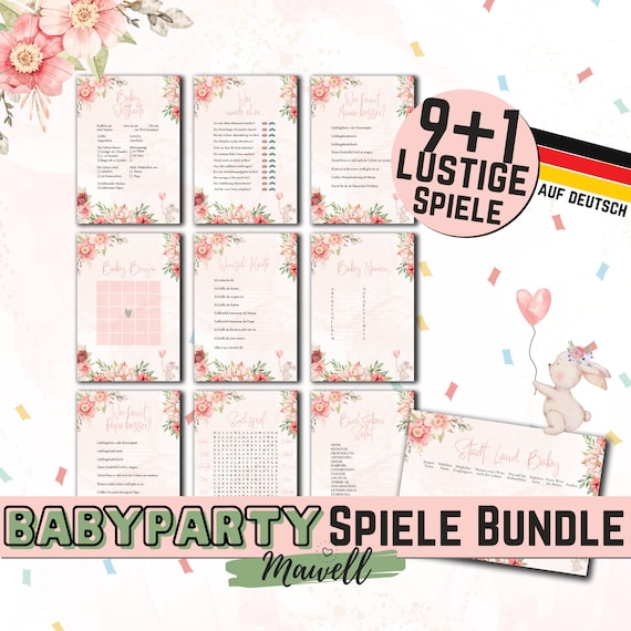 Babyparty Spiele-Set 78-teilig - Holzschilder & Blöcke Zum Bemalen Blau