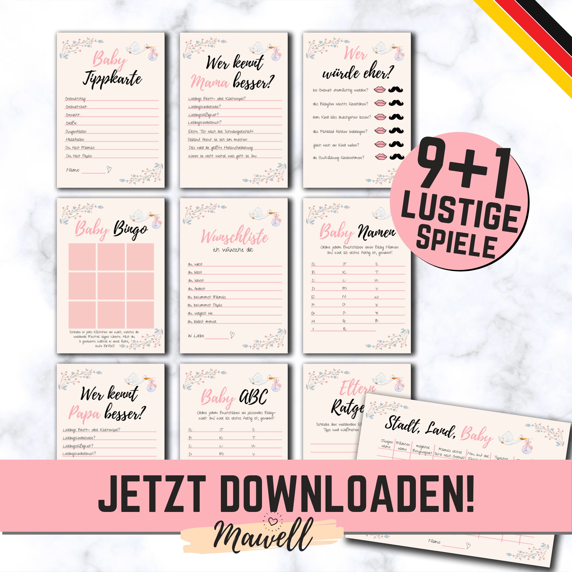 91 Babyparty Spiele Vorlagen als pdf zum SOFORT DOWNLOAD und | Etsy