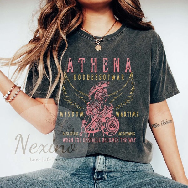 Athena Distressed Band Tee Greek Mythology sweater Goddess of War Women's Dark Academia Clothing Plus Size Academia clothing