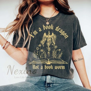 Book Dragon Shirt, Reader Shirt, Vintage Dragon Shirt, Books Lover, Reading Shirt, Reader Gift, Book Shirt Not A Bookworm Librarian Gift