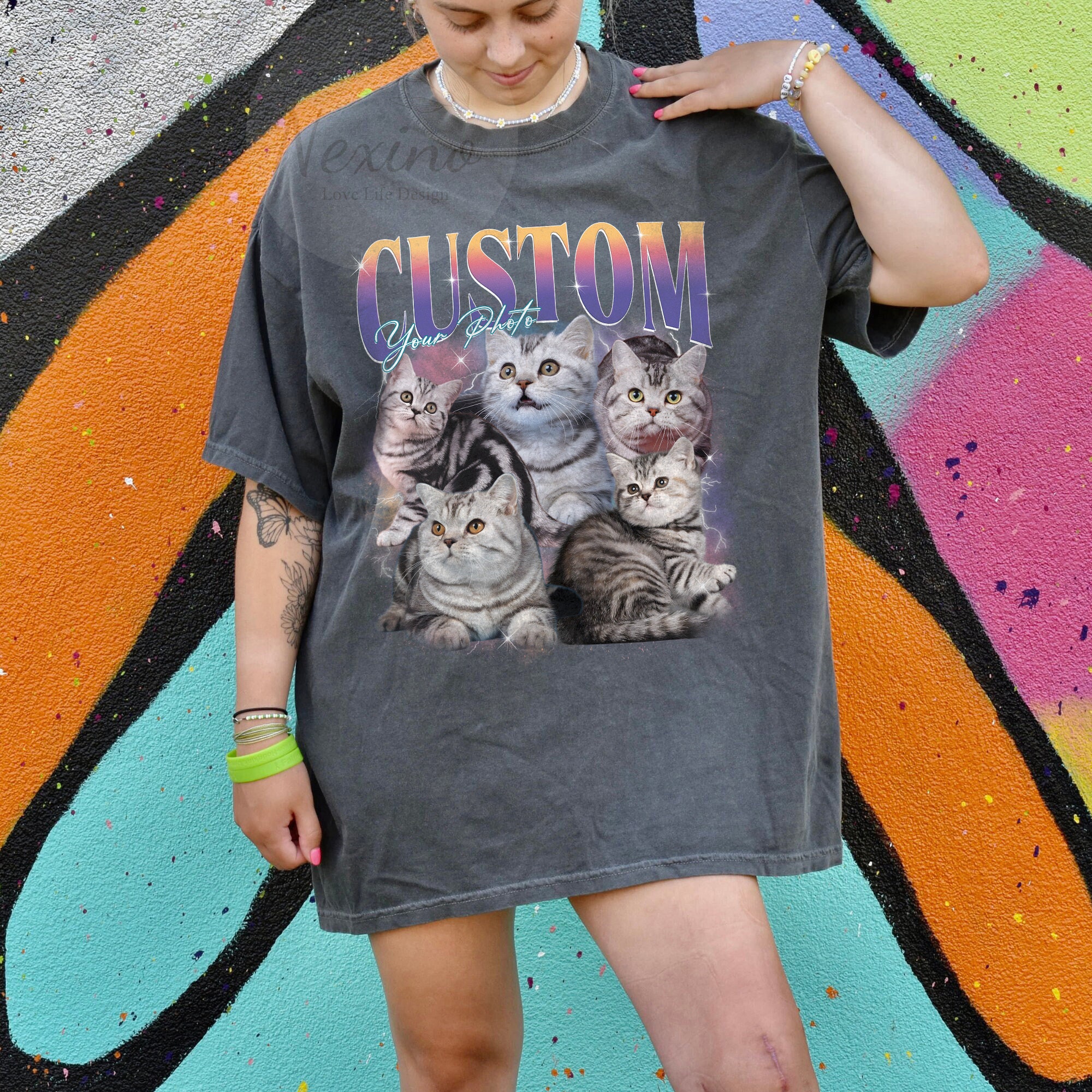 Custom Pet Shirt, Custom Photo - Vintage Graphic 90s T-shirt